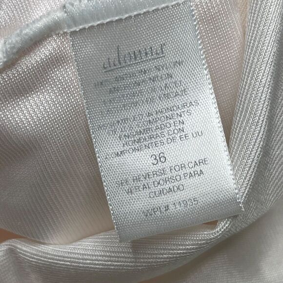 Vintage Adonna Full Slip Womens 36 White Silky Satin Lace V-neck - Picture 10 of 14